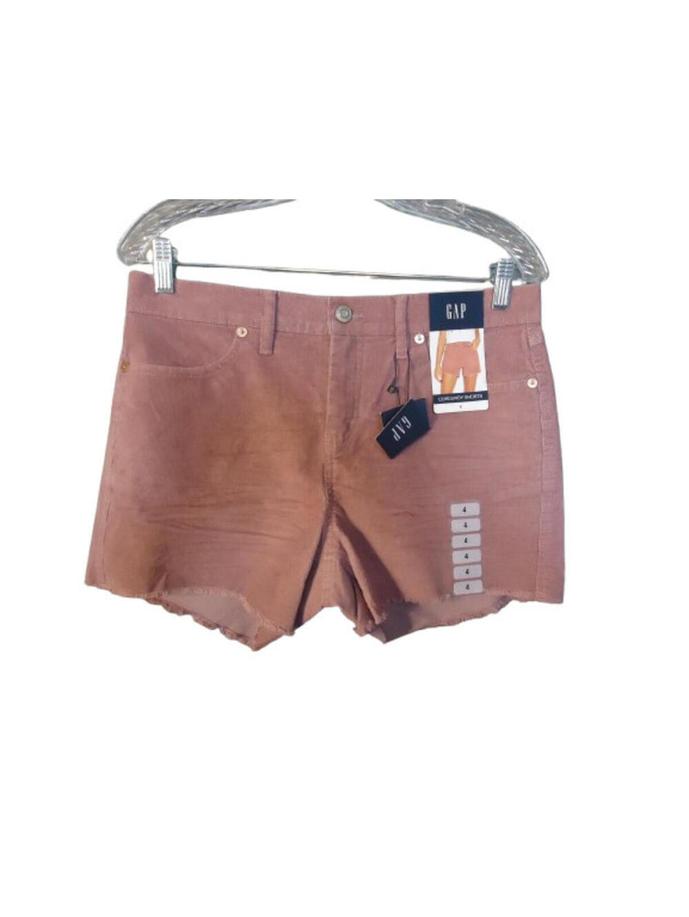 Gap Corduroy Frayed Hem Short Womens Size 4 Mid Rise Rose Pink New